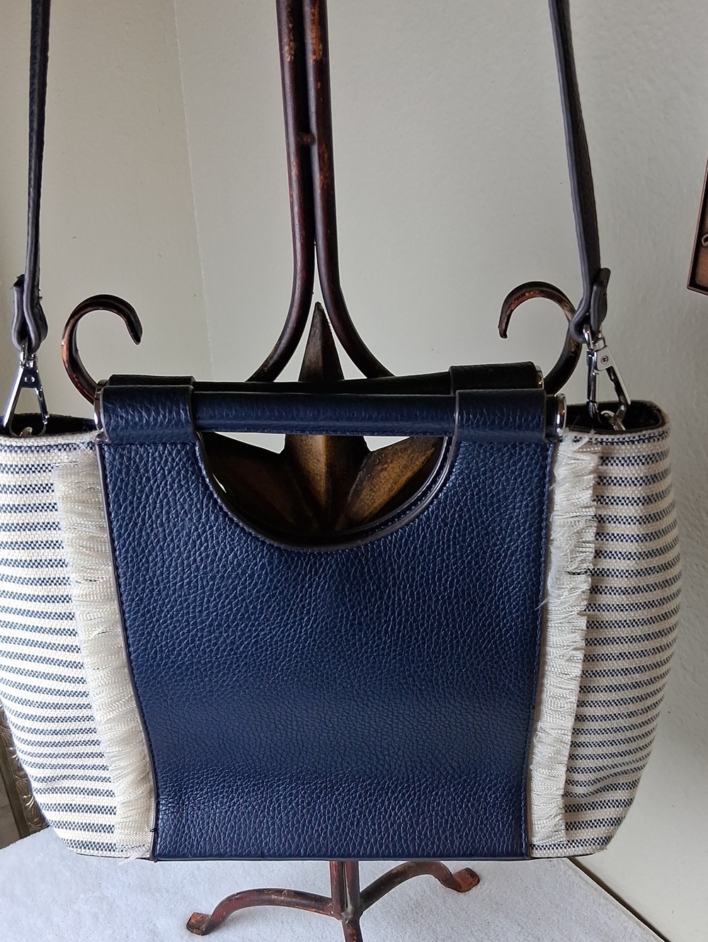 Kelly & Katie Navy and Cream Structured Tote